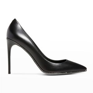 René Caovilla | Grace Black Lambskin Jet Hematite Strass | sz 40.5